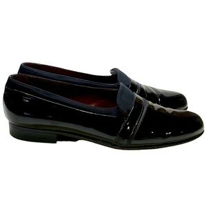 Bally Black Patent Leather Tuxedo Loafers